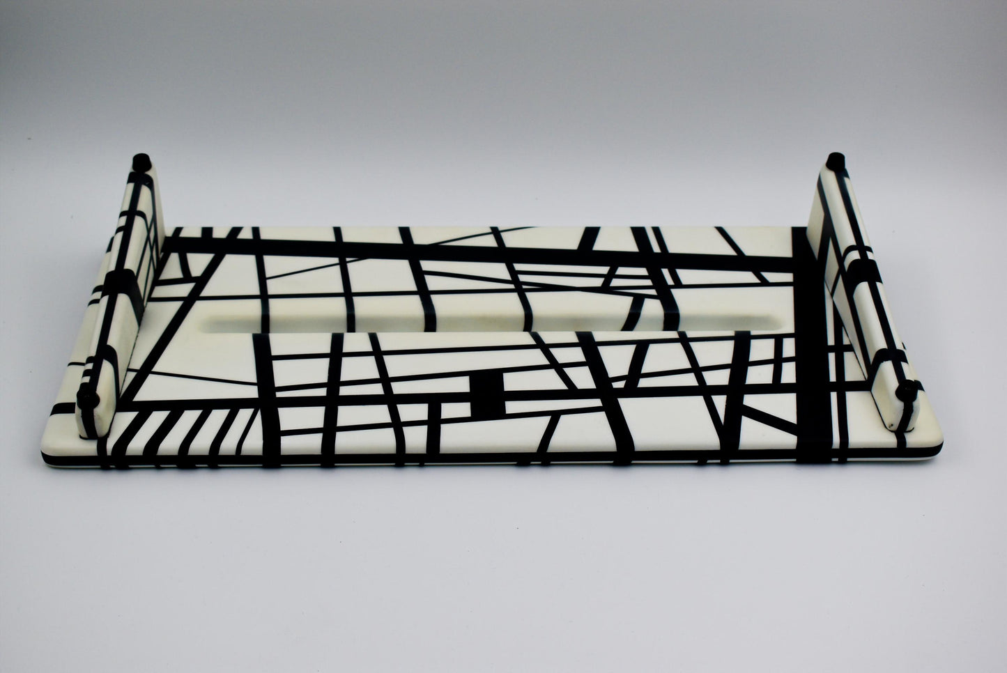 White and Black Striped Wide Slanted