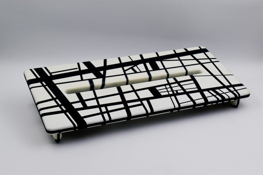 Wide Slanted White and Black Striped